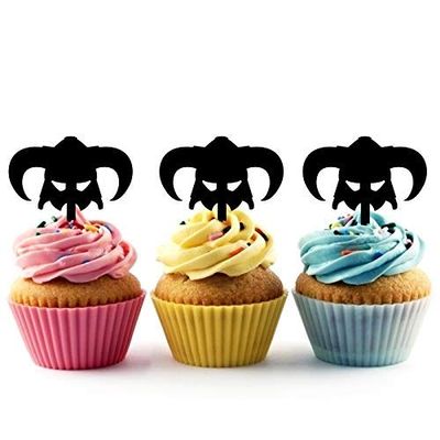 Iron Helmet Silhouette Acrylic Cupcake Toppers 12 pcs