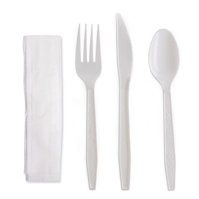 [1000] Disposable Wrapped White Heavy Duty Cutlery Kit 4 in 1 - Fork/Spoon/Knife/Napkin - Disposable Cutlery Kit, Perfect for Lunch, Meal Prep, On the Go, To go, Catering and Restaurants