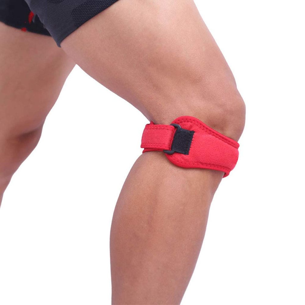 1Pair Adjustable Knee Support Brace Patella Sleeve Wrap Cap Stabilizer Sport Outdoor Running Basketball Harm Prevent (red)