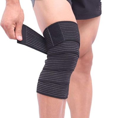 1Pair Elastic Bandage Tape Sport Knee Support Strap Shin Guard Compression Protector for Ankle Leg Wrist Wrap (Black, 120cm)