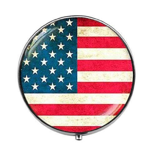 American Flag - Stars and Stripes Art Pill Box - Charm Pill Box - Glass Candy Box