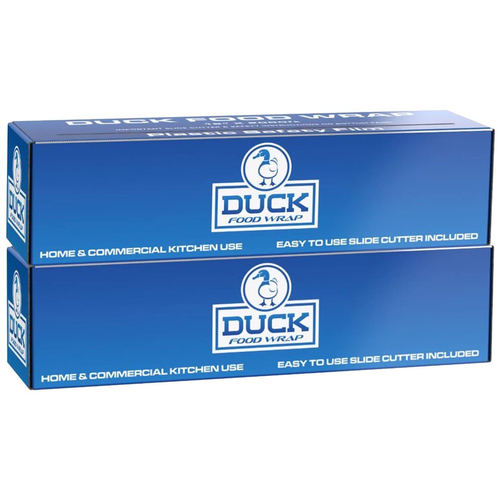 Duck Food Safety Film, 18 inch x 2000ft Plastic Wrap, Commercial Grade, Great for Sealing and Storage, Used for Food Service Industry, Easy to Use Slide Cutter for Clean Cut Use (2 Box)