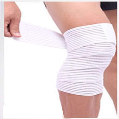1Pair Elastic Bandage Tape Sport Knee Support Strap Shin Guard Compression Protector for Ankle Leg Wrist Wrap (White, 180cm)