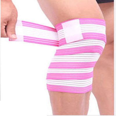 1Pair Elastic Bandage Tape Sport Knee Support Strap Shin Guard Compression Protector for Ankle Leg Wrist Wrap (Pink, 180cm)