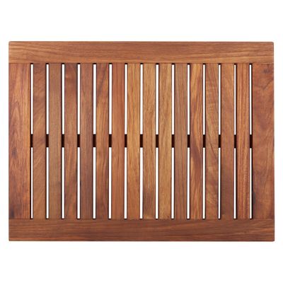 Nordic Style Premium Teak Shower and Bath Mat for Indoor and Outdoor Use - Non-Slip Wooden Platform for Spa, Sauna, Pool, Hot Tub - Flooring Decor and Protector (Oiled Finish, 23.62" x 17.75")