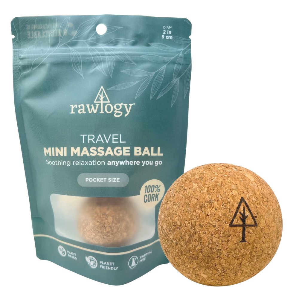 Rawlogy Travel Cork Massage Ball | Lightweight, Sustainable Alternative to Lacrosse Ball for Muscle Pain Relief (1.9 Inch (Pack of 1), Sanded Cork)