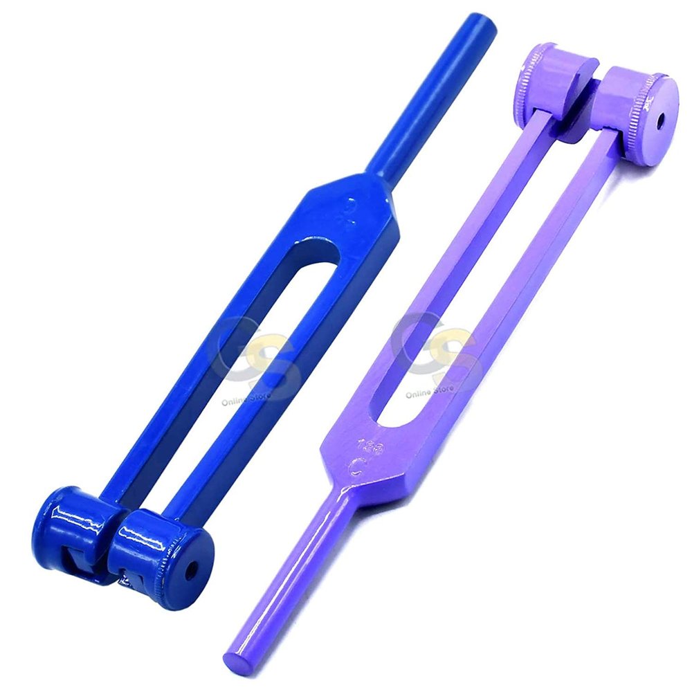 G.S Portable 2 Pcs Standard Musical Violin Tuning Fork Set 128hz 256hz (Purple and Blue) Best Quality