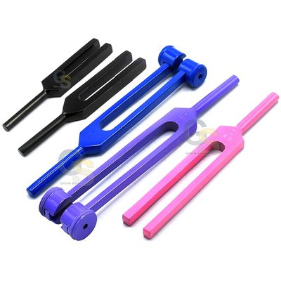 G.S Portable 5 Pcs Standard Musical Violin Tuning Fork Set 128hz 256hz 512hz 1024hz 2048hz (Purple, Pink, Black and Blue) Best Quality