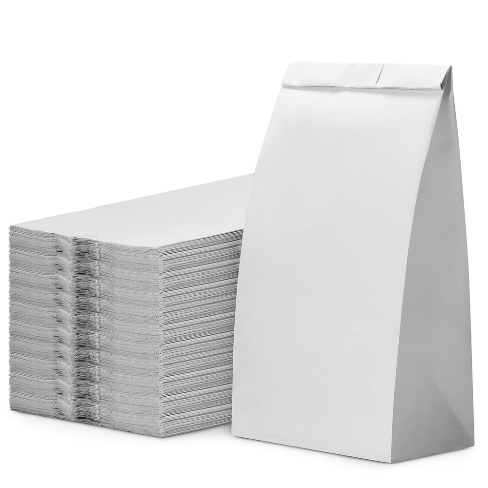 Culinware Kraft Paper Bags 8 Lb - Durable White Paper Bags for Snack, Lunch, Sandwich, Pastries, Popcorn, Grocery and Party Favor Bulk 6.1 x 4.25 x 12.3 In - 500 Count