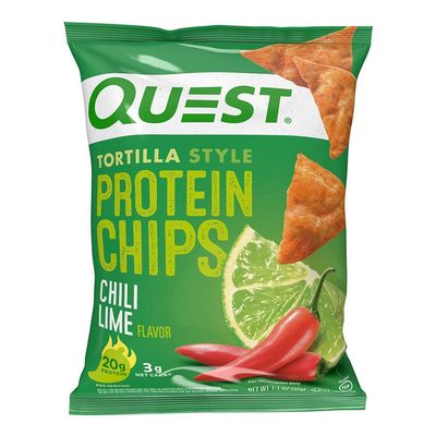 Quest Nutrition Chili Lime Tortilla Style Protein Chips, 20g Protein, 3g Net Carbs, Gluten Free, 1.1 oz (Pack of 12)