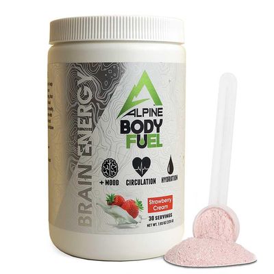 Alpine Innovations Body Fuel Focus + Energy - Great Tasting Supplement Made to Enhance Focus and Provide Energy Without The jitters. (30 Scoop Tub, Strawberry Cream)
