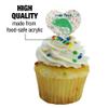 GRAPHICS & MORE Personalized Custom 1 Line Chameleon with Flowers Heart Love Cupcake Picks Toppers Decoration Set of 6 view 3