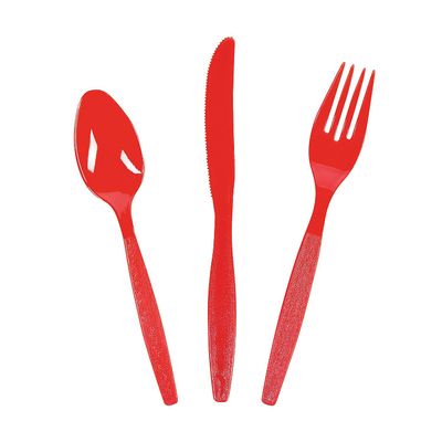 Fun Express - Red High Count Cutlery Set (210pc) - Party Supplies - Solid Tableware - Cutlery - 210 Pieces