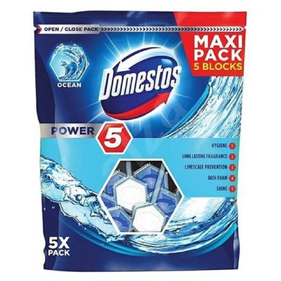 Domestos Power 5 Maxi Pack 5 Blocks Toilet Blocks Ocean