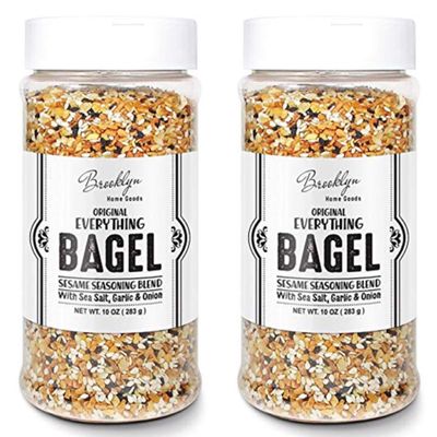 2 XL Bottles Everything Bagel Seasoning Blend 10 OZ each Bagel Allspice, Sesame Spice Shaker, Delicious Blend of Sea Salt and Spices Sesame Garlic Powder Onion Flakes, Multi Seasoning Shaker