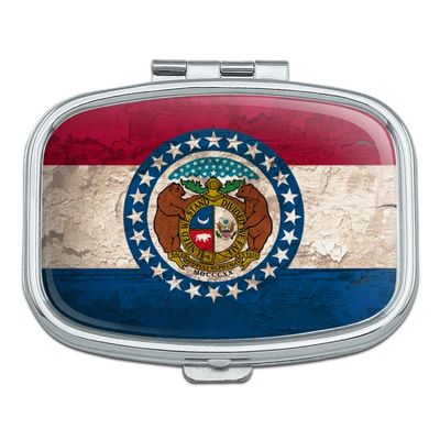 Rustic Missouri State Flag Distressed USA Rectangle Pill Case Trinket Gift Box