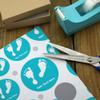 GRAPHICS & MORE Personalized Custom 1 Line Baby Feet on Blue Shower Gift Wrap Wrapping Paper Roll view 3