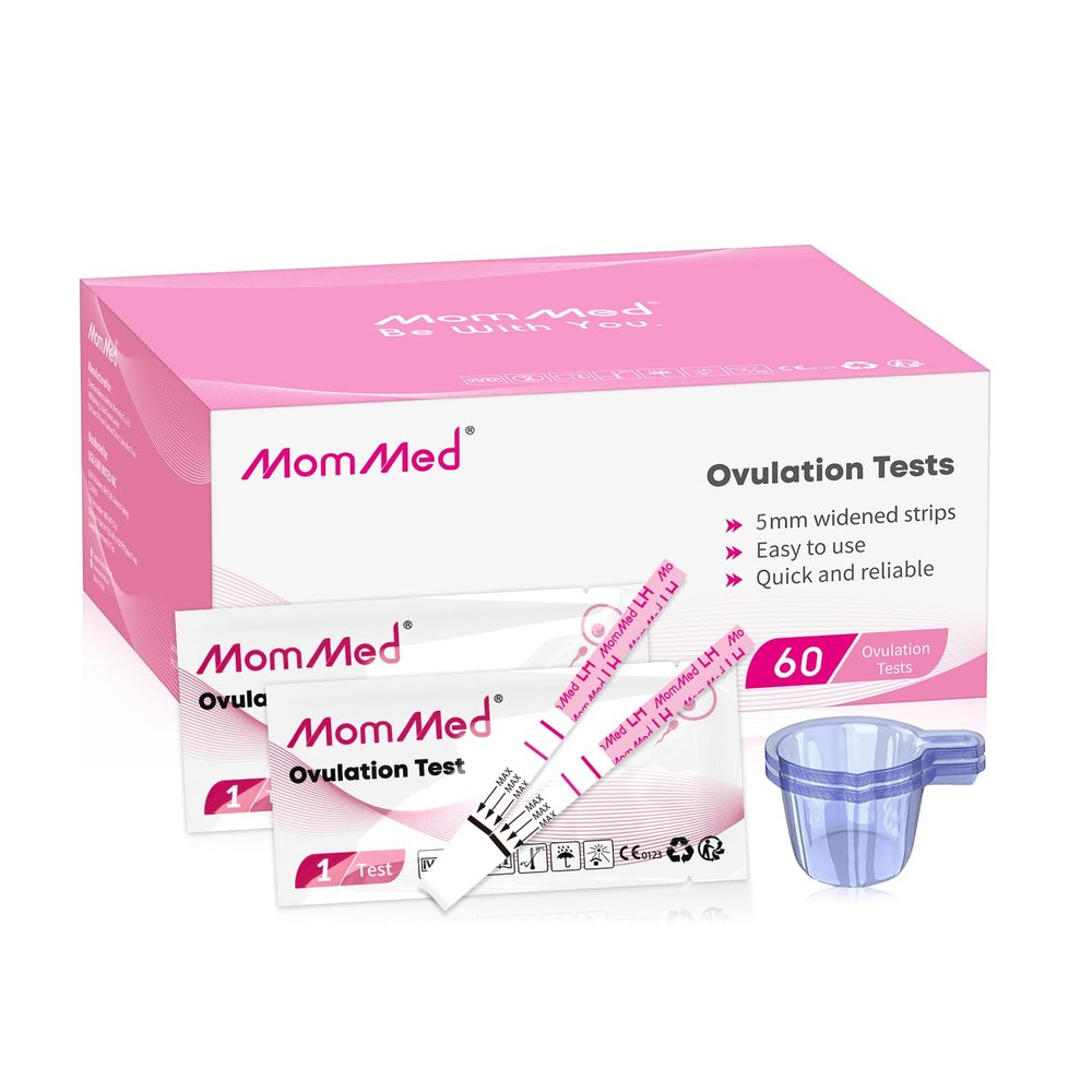 MomMed Ovulation Test Strips (LH60) with 60 Collection Cups, Reliable LH Surge Predictor OPK Kit, Accurately Track Ovulation Test, High Sensitivity Result for Women Home Testing