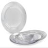 " OCCASIONS " 150pcs set (25 Guests)-Wedding Plastic Plates & cutlery -Disposable heavyweight Dinnerware 10.5'', 7.5'' + Silverware w/double fork (Clear Plates, Silver Silverware) view 2
