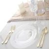 " OCCASIONS " 150pcs set (25 Guests)-Wedding Plastic Plates & cutlery -Disposable heavyweight Dinnerware 10.5'', 7.5'' + Silverware w/double fork (Clear Plates, Silver Silverware) view 3