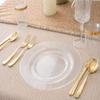 " OCCASIONS " 150pcs set (25 Guests)-Wedding Plastic Plates & cutlery -Disposable heavyweight Dinnerware 10.5'', 7.5'' + Silverware w/double fork (Clear Plates, Silver Silverware) view 4