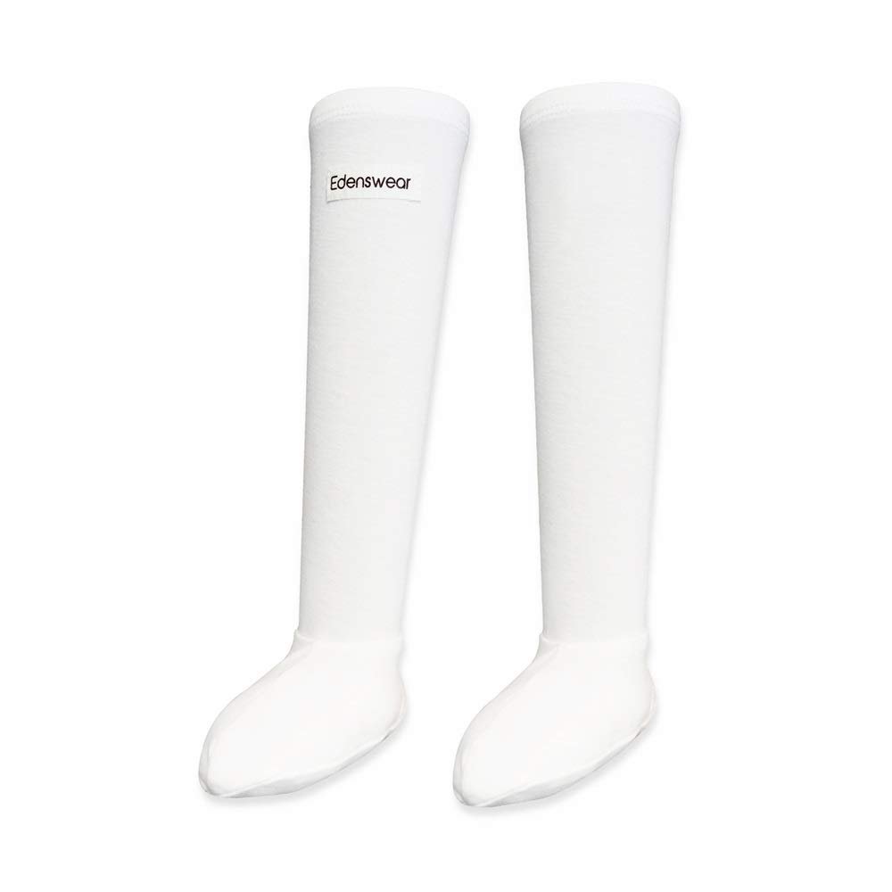 Edenswear Zinc-Infused Long Tube Socks for Babies with Eczema - Wet Wrap Therapy (12 Months,White)