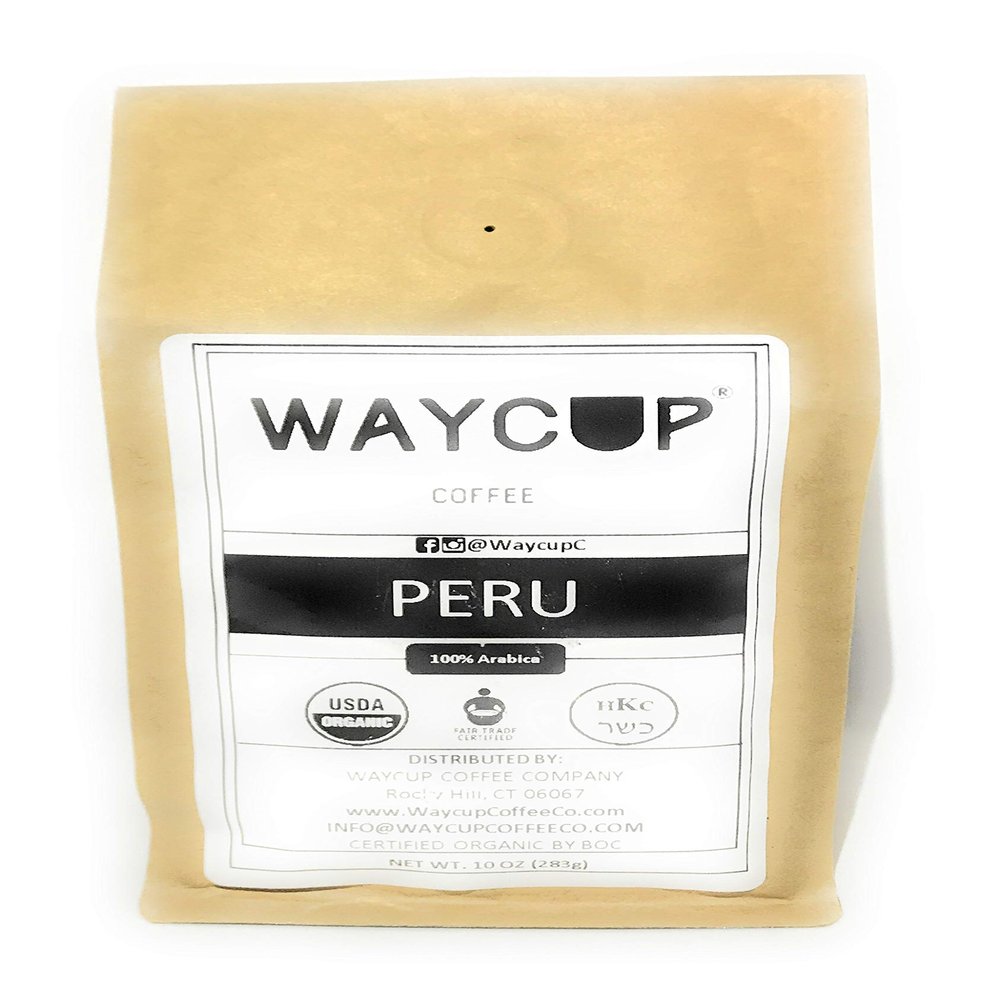 Waycup Organic Peru (Fairtrade) Kosher Coffee, Ground, 10 oz.