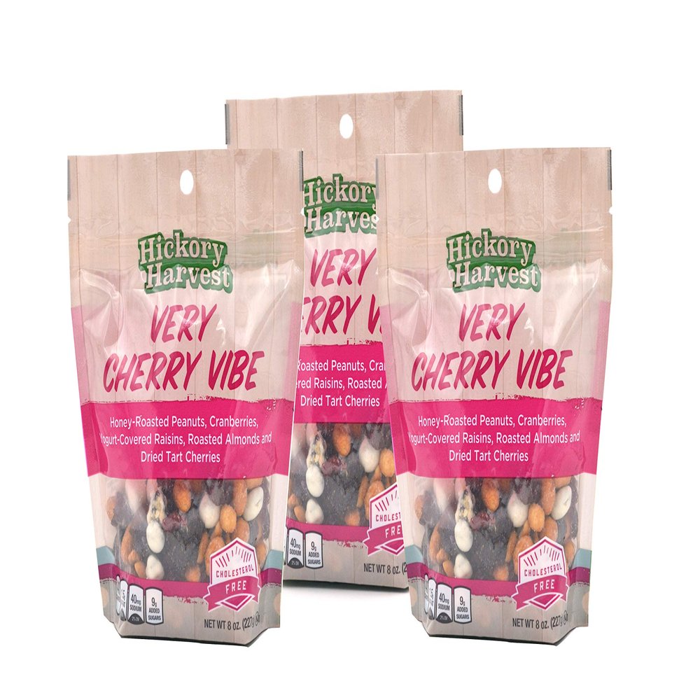 Snack Bags, Mixed Nut and Trail Mix, Dried Fruit, Yogurt, Great Unique Flavors for a Healthy Treat - Very Cherry Vibe - 3 Pack
