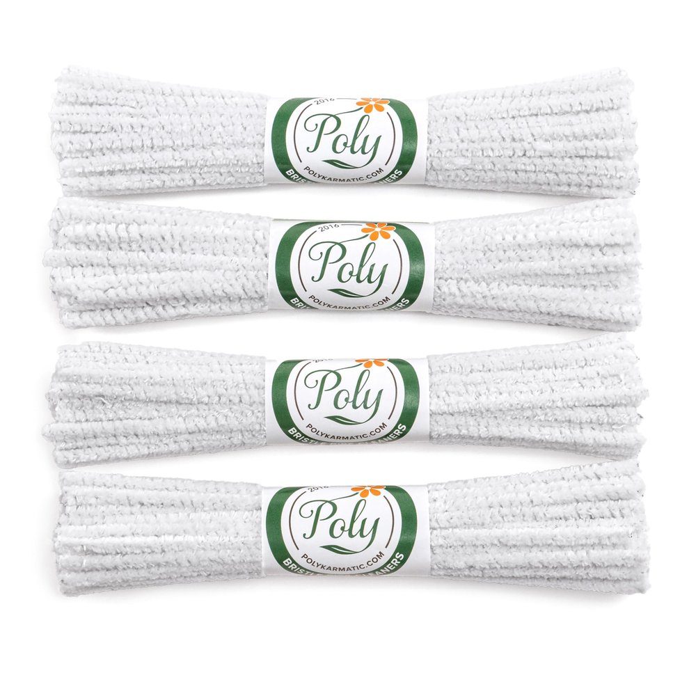 176 Count Bulk Soft Bristle Pipe Cleaners Chenille in White - Cotton with Steel Wire - Crafts Project
