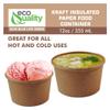EcoQuality 12 oz Disposable Kraft Paper Soup Containers [200 PACK] - Half Pint Ice Cream Containers, Frozen Yogurt Cups, Restaurant, Microwavable, Take out, Food Storage, Recyclable view 4