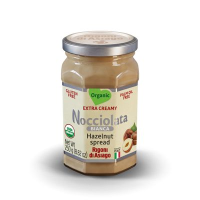 Rigoni di Asiago Nocciolata Bianca Organic Hazelnut Spread, 8.82 oz, Cocoa Free