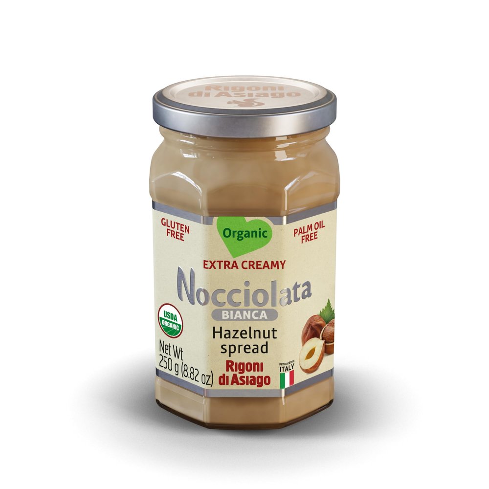 Rigoni di Asiago Nocciolata Bianca Organic Hazelnut Spread, 8.82 oz, Cocoa Free