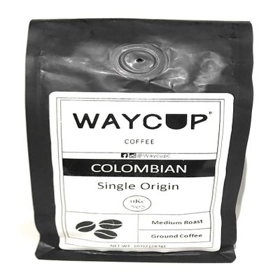 Waycup %100 Colombian (Single Origin) Kosher Coffee, Ground, 10 oz.