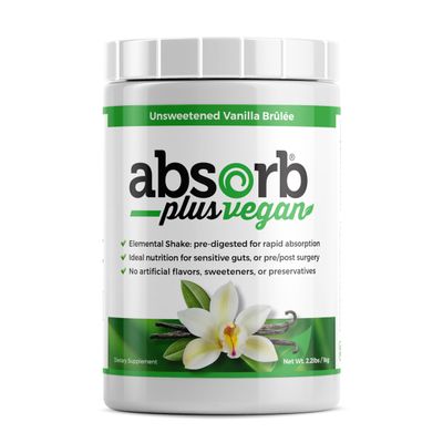 Absorb Plus Vegan Elemental Shake Powdered Blend, Natural Ingredients, Non-GMO, Gluten-Free, Organic Sprouted Rice Protein - Smooth, Easily Mixable Formula (2.2 lbs, Unsweetened Vanilla Brule)