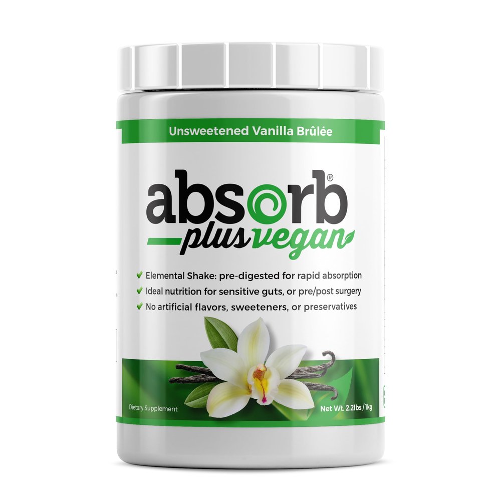Absorb Plus Vegan Elemental Shake  Powdered Blend, Natural Ingredients, Non-GMO, Gluten-Free, Organic Sprouted Rice Protein - Smooth, Easily Mixable Formula (2.2 lbs, Unsweetened Vanilla Brule)
