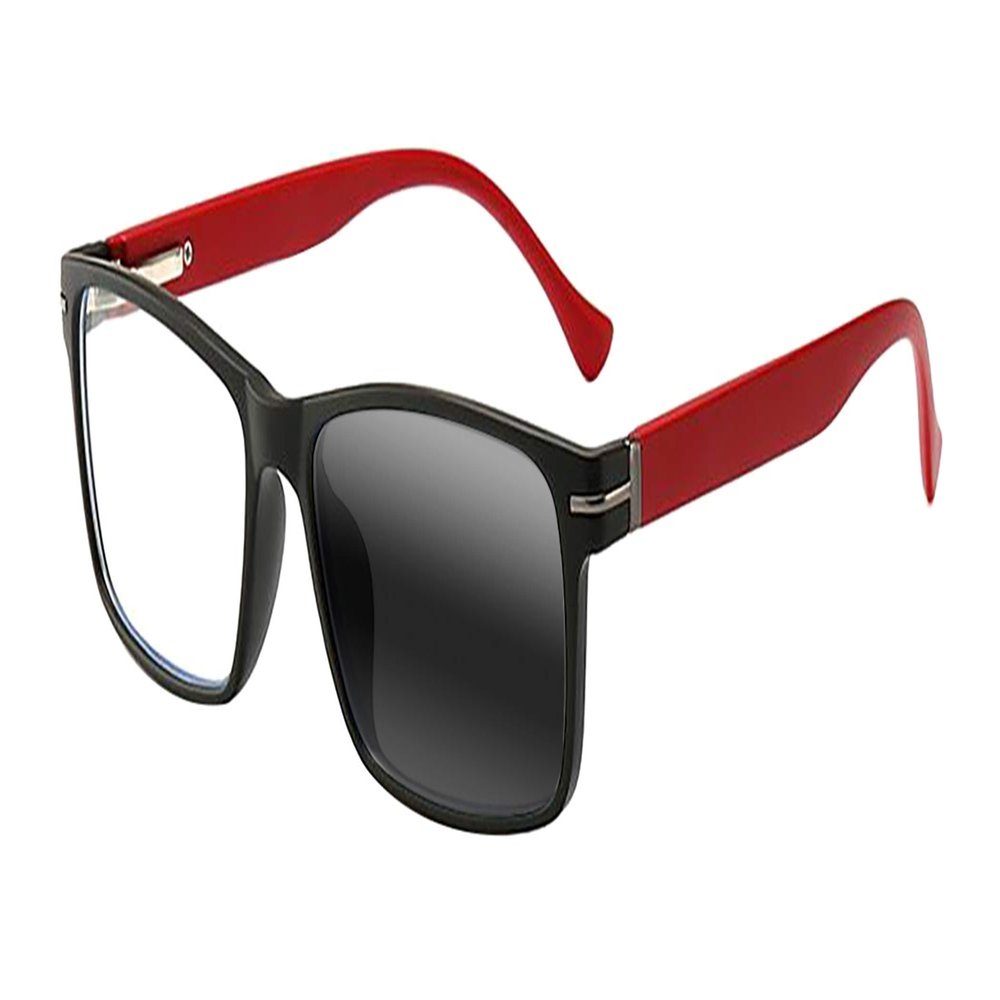 Newsight Transition Photochromic Mens Rectangular Rectangle Nerd Geek Reading Glasses UV400 Sunglasses (Red, +2.00)