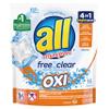 All Mighty Pacs Laundry Detergent, Free Clear Pouch, 16 Count (10072613739827) view 1
