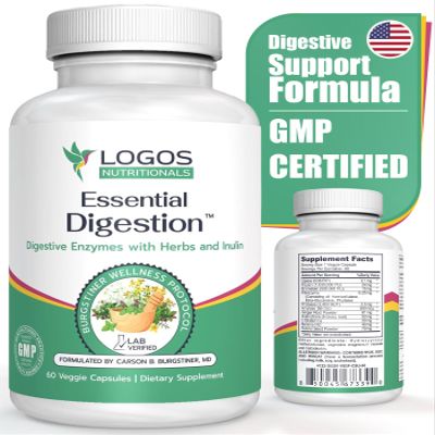 logos nutritionals - Essential Digestion 90 Veggie Caps - Digestive Enzymes to Improve Digestive and Gut Health and Relieve Digestive Issues - for Men and Women