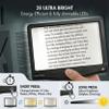 MagniPros 5X Rechargeable Large Ultra Bright LED Page Magnifier with Anti-Glare Lens & 3 Color Dimmable Light Modes, Relieve Eye Strain- Ideal for Reading Small Prints, Low Vision, Seniors view 3