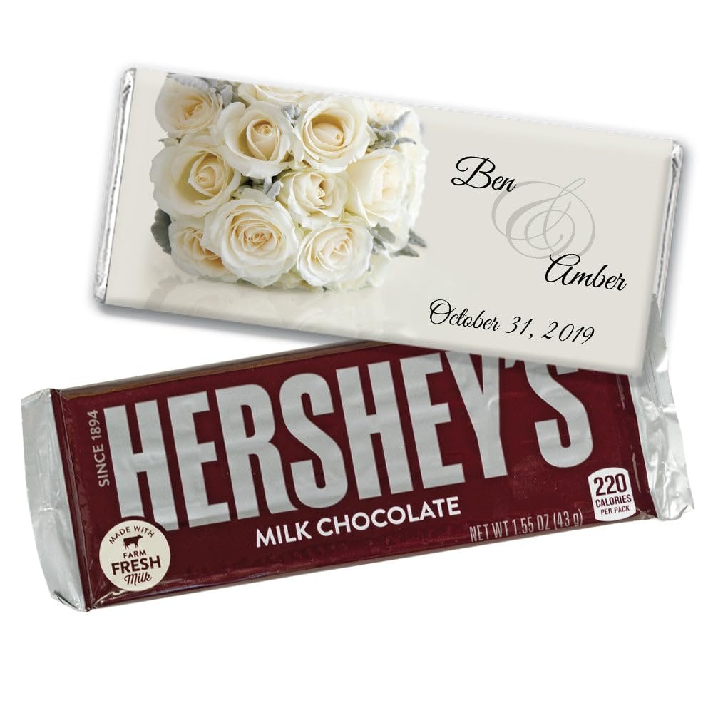 12 Wedding Favors for Guests Personalized Chocolate Bars (12 Pack) - Bridal Shower Favors for Guests, Wedding Candy