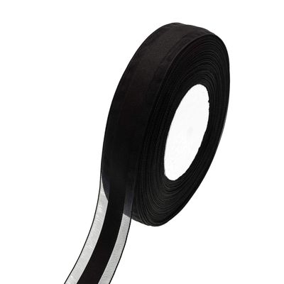 ATRBB 50 Yards 1 Inch Wide Satin Ribbon with Organza Edge for Wedding Gifts Wrapping DIY Bows and Craft (Black)