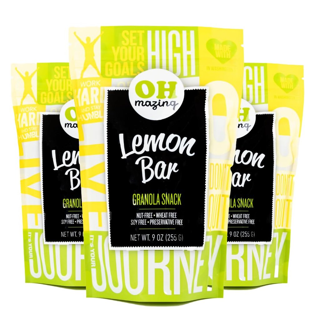 Oh-Mazing Granola Snack, Gluten-Free, Nut-free, No Soy, No Preservatives, Small Batch, 3 Count, 9 oz Bags (Lemon Bar)