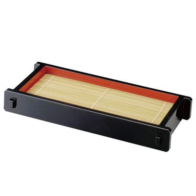 (Fukui Craft) Tsunoseiro Kurouchi Vera + Bamboo Soba for Udon Noodles Buckwheat Dish, 35.4x16.5x5.3cm, black