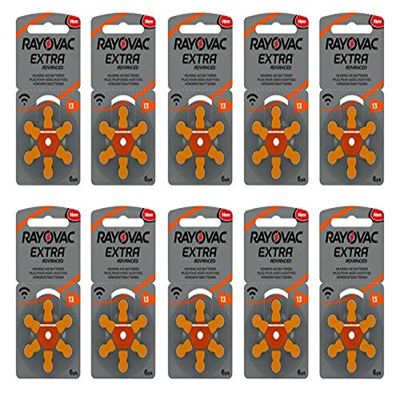RAYOVAC EXTRA HEARING AID BATTERIES SIZE 13 NEW pack 60 pcs (Original Version)
