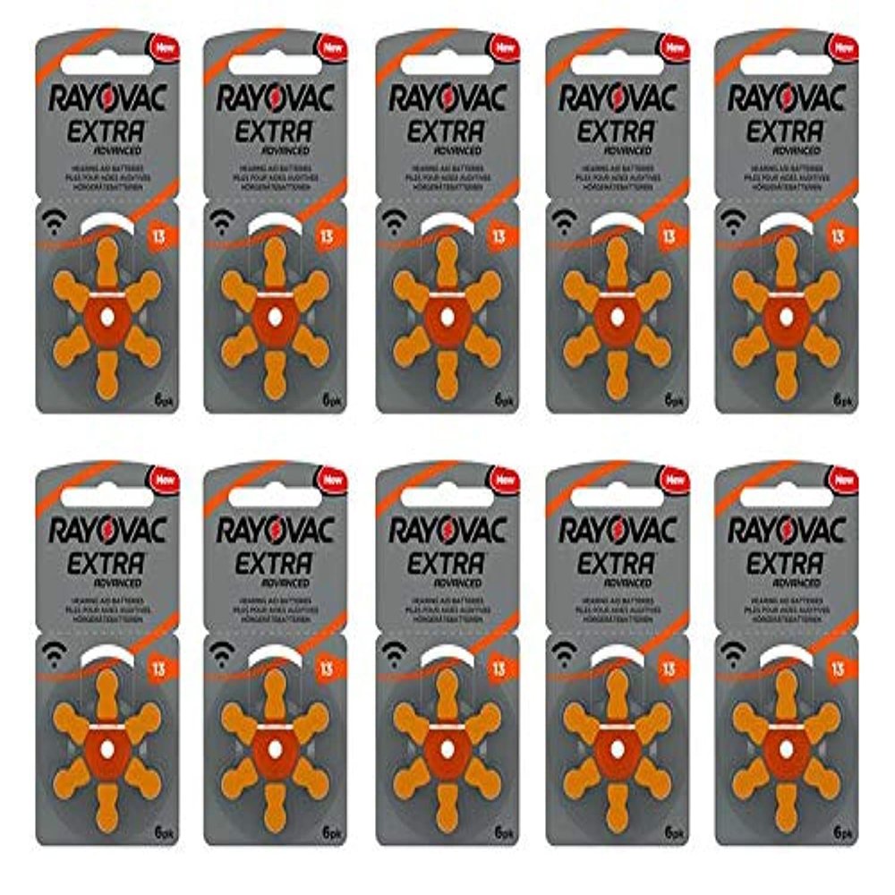 RAYOVAC EXTRA HEARING AID BATTERIES SIZE 13 NEW pack 60 pcs (Original Version)