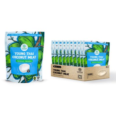 Copra Organic Frozen Coconut Meat (100% Young Coconut Frozen in Hours of Harvest) | All Natural, Gluten Free, Non GMO, Vegan, Dairy Free, No Sugar Added, No Preservatives (Case of 10 x 1lb bags)