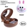 AKOAK 3 Pcs/set Contact Lens Case, Cute Animal Contact Lens Case Rabbit, Bear and Duck, Travel Kit Easy Carry Mirror Container view 3