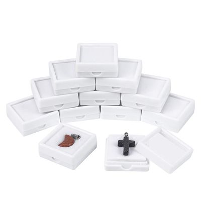 BENECREAT 24PCS White Gemstone Display Box Jewelry Box Container 1.57x0.6 with Clear Top Lids for Gems,Jewelry and Festival Gift Packing