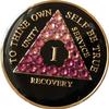 1 Year AA Medallion Black Tri-Plate Pink Transition Color Crystal Chip view 3