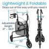 Vive Mobility 3 Wheel Walker - Three Wheeled Rollator for Seniors - Lightweight, Foldable, Narrow, Heavy Duty - for Elderly Men Women - Folding 3-Wheel Tri Scooter with Basket Bag view 3